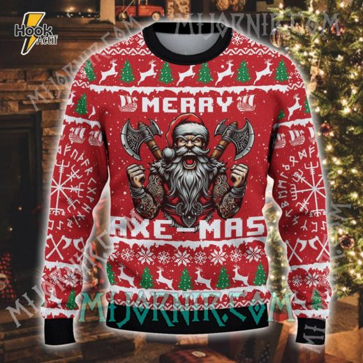 Axe-Mas Viking Christmas Sweater – Fun Holiday Knit for Warriors