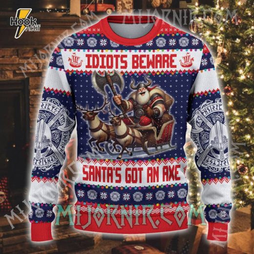 Beware Idiots Viking Sweater – Festive Holiday Statement