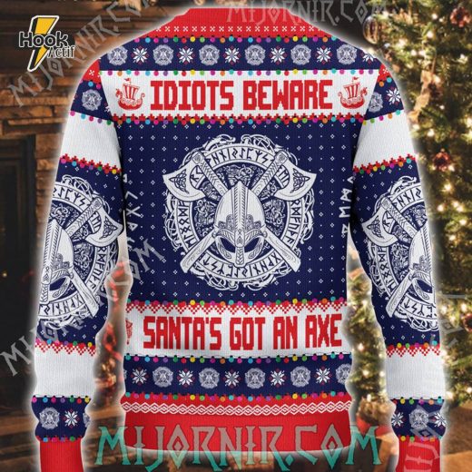 Beware Idiots Viking Sweater – Festive Holiday Statement