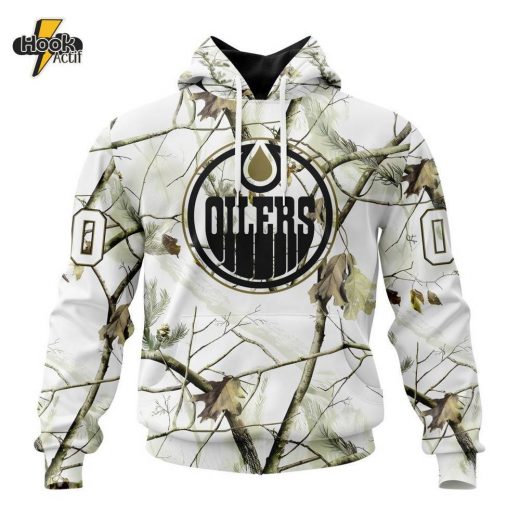 Edmonton Oilers NHL Hoodie – White Winter Hunting Camo Design (ST2303)