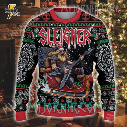 Sleigh Rocking Viking Ugly Christmas Sweater – Festive Norse Warrior Style