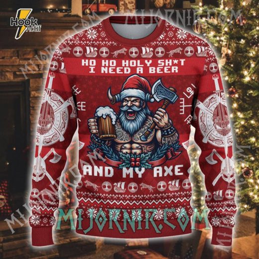 Viking Beer & Axe Ugly Sweater – Perfect Gift for Viking Fans