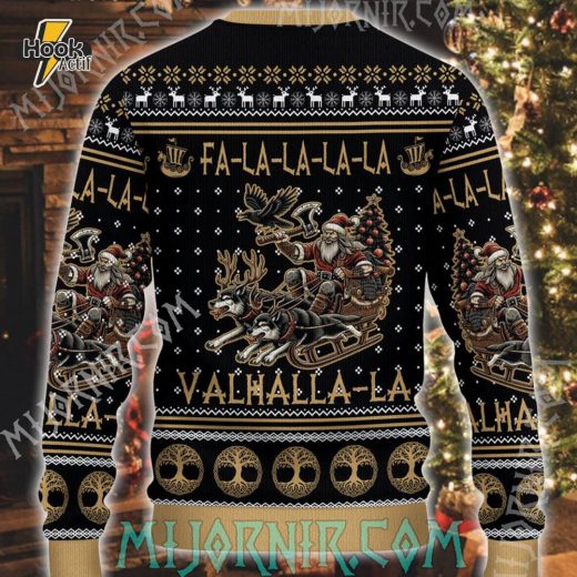 Viking Sleigh Ride Warrior Christmas Sweater – Norse Adventure Knit