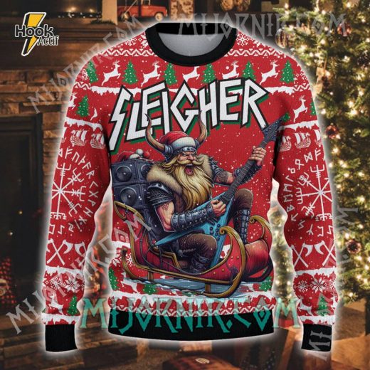 Viking Sleigher Ugly Christmas Sweater – Santa’s Norse Adventure