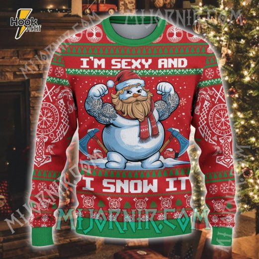 Viking Snowman Ugly Christmas Sweater – Festive Norse Warrior