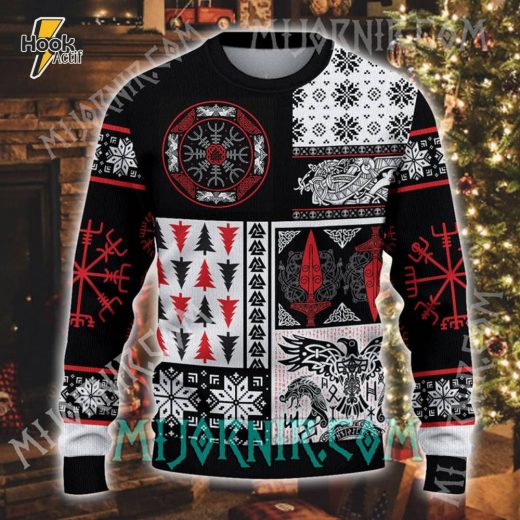 Viking Spirit Christmas Sweater – Norse Symbols of Power Holiday Edition