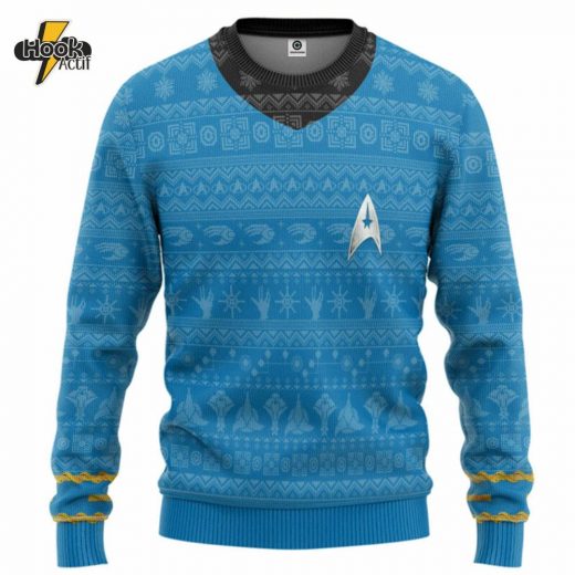 Blue Star Trek Original Series Ugly Christmas Sweater – Sci-Fi Fans Must-Have