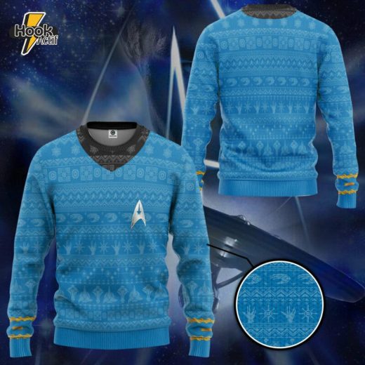 Blue Star Trek Original Series Ugly Christmas Sweater – Sci-Fi Fans Must-Have