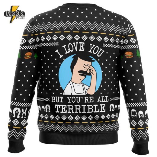 Bob’s Burgers “I Love You But” Ugly Christmas Sweater – TV Show Fan Holiday Apparel