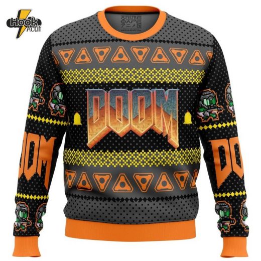 Doom Gamer Ugly Christmas Sweater – Ultimate Retro Gaming Christmas Gift