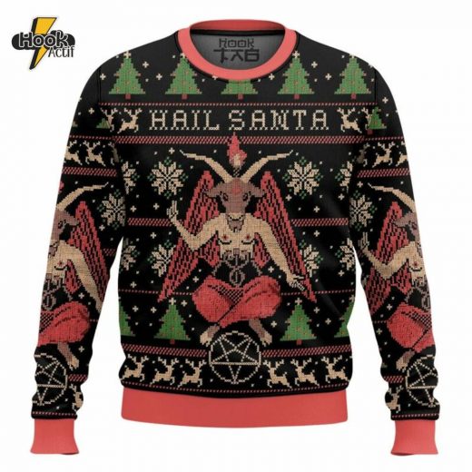 Hail Santa Satan Claus Ugly Christmas Sweater – Dark Humor Holiday Apparel