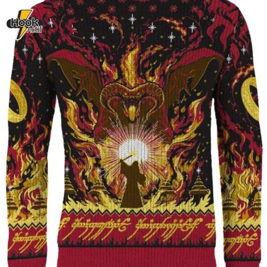 Lord of the Rings “You Shall Not Pass” Balrog Christmas Sweater – Fantasy Holiday Gift