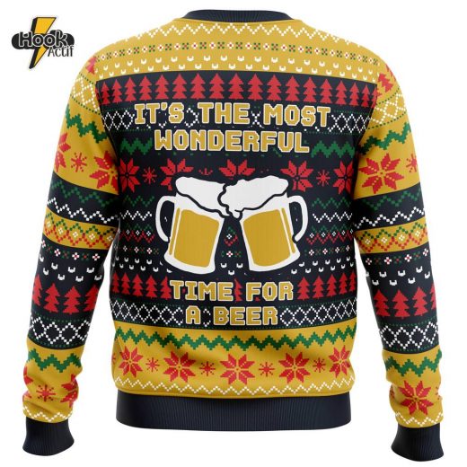 “Most Wonderful Time for a Beer” Ugly Christmas Sweater – Fun Holiday Party Sweater