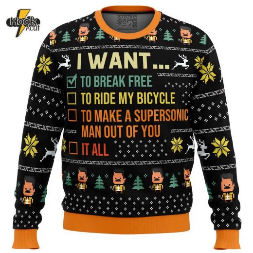 Queen “I Want to Break Free” Ugly Christmas Sweater – Rock Music Fan Apparel