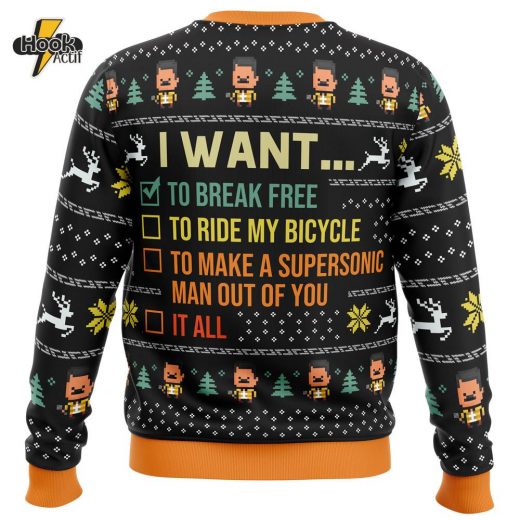 Queen “I Want to Break Free” Ugly Christmas Sweater – Rock Music Fan Apparel