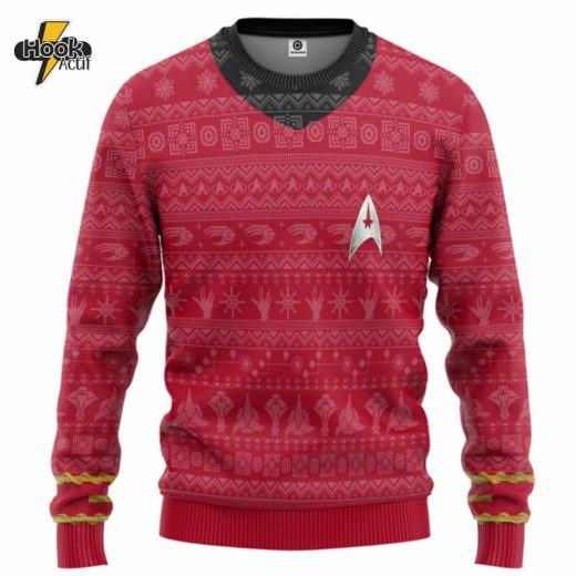 Star Trek Original Series Red 3D Ugly Christmas Sweater – Vintage TV Show Fan Apparel