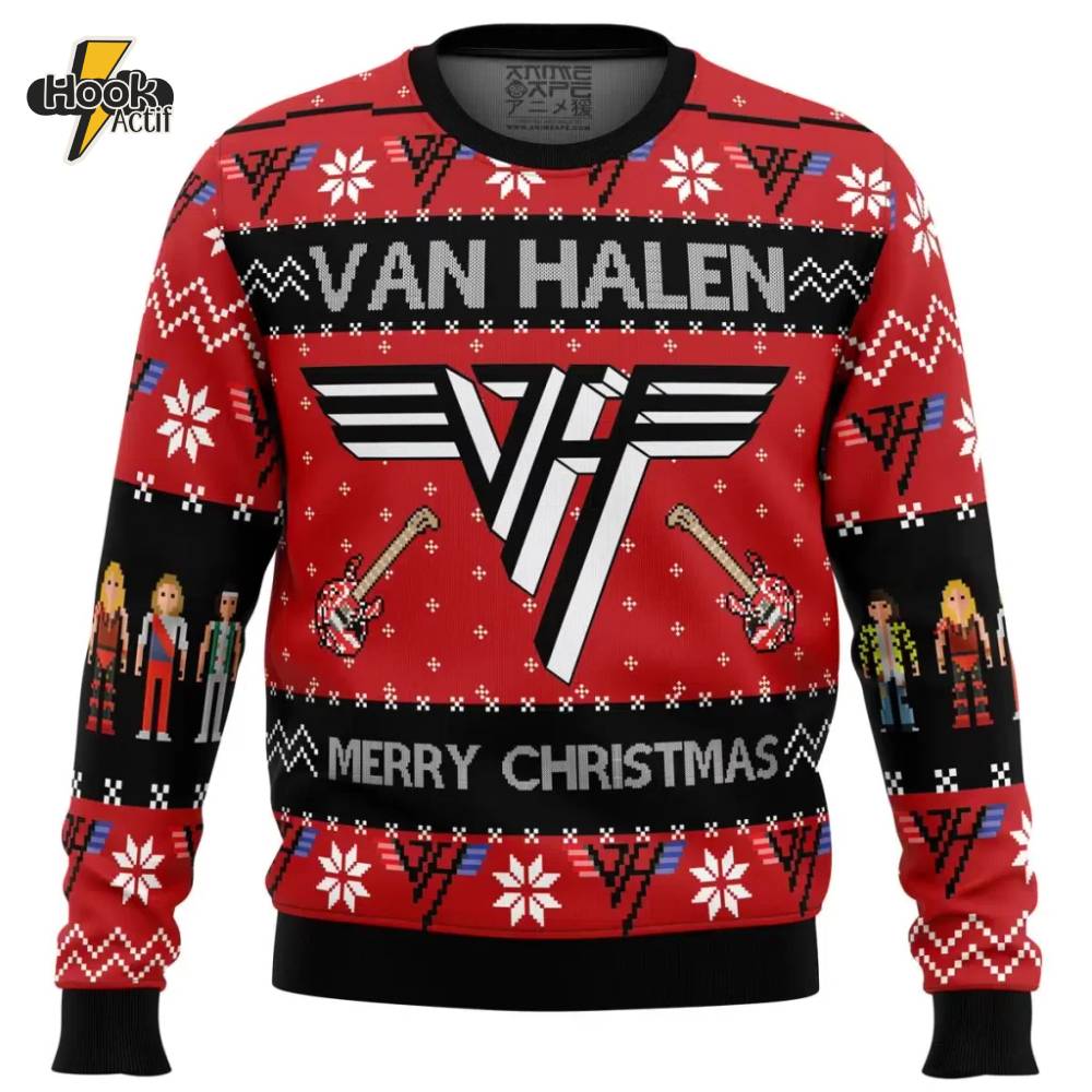 Van Halen Band Ugly Christmas Sweater - Rock Out This Christmas with Iconic Style Van Halen Band Ugly Christmas Sweater - Rock Out This Christmas with Iconic Style