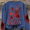 Women’s “I’M Ok, It’s Not My Blood” Printed Casual Long Sleeve Sweatshirt – Fuchsia Color