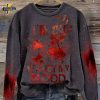 Women’s “I’M Ok, It’s Not My Blood” Printed Casual Long Sleeve Sweatshirt – Fuchsia Color