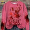 Women’s “I’M Ok, It’s Not My Blood” Printed Casual Long Sleeve Sweatshirt – Classic Black