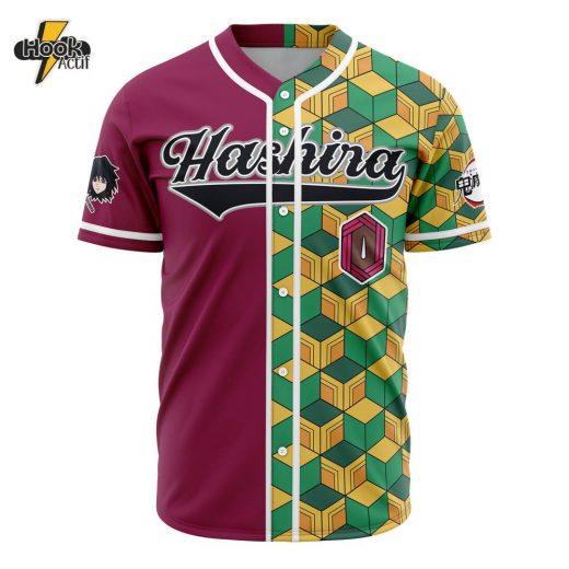 Hookactif 3D Printed Hashira Giyu Tomioka Demon Slayer Men’s Short Sleeve Anime Baseball Jersey – Demon Slayer Giyu Tomioka Jersey