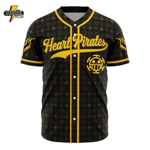 Hookactif 3D Printed Heart Pirates Law V1 One Piece Men’s Short Sleeve Anime Baseball Jersey – One Piece Heart Pirates Law Jersey