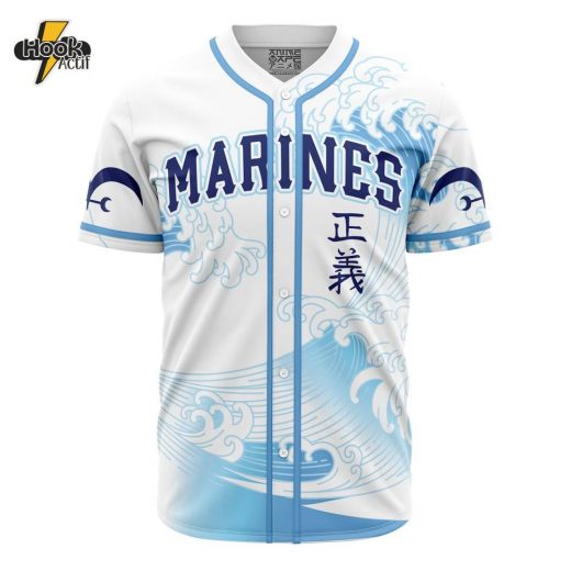 Hookactif 3D Printed Marines Garp One Piece Men’s Short Sleeve Anime Baseball Jersey – One Piece Marines Garp Jersey