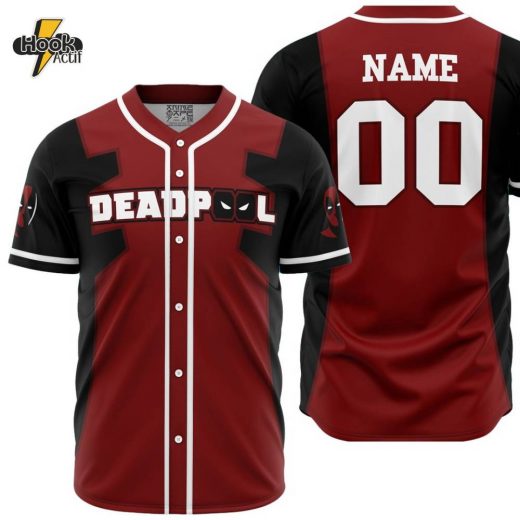 Hookactif 3D Printed Personalized Deadpool Marvel Men’s Short Sleeve Anime Baseball Jersey – Custom Deadpool Marvel Baseball Jersey