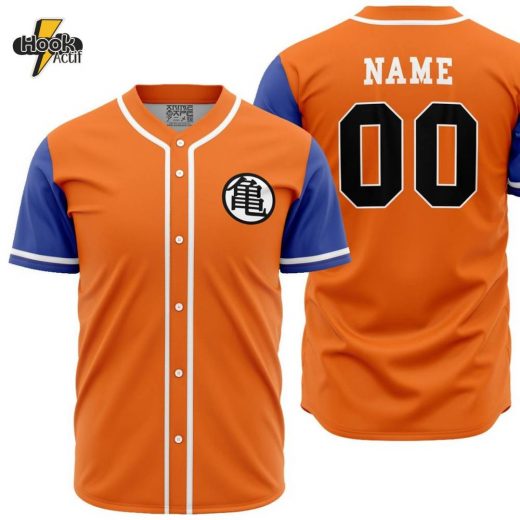 Hookactif 3D Printed Personalized Goku Kame Kai Dragon Ball Z Men’s Short Sleeve Anime Baseball Jersey – Custom Dragon Ball Z Jersey