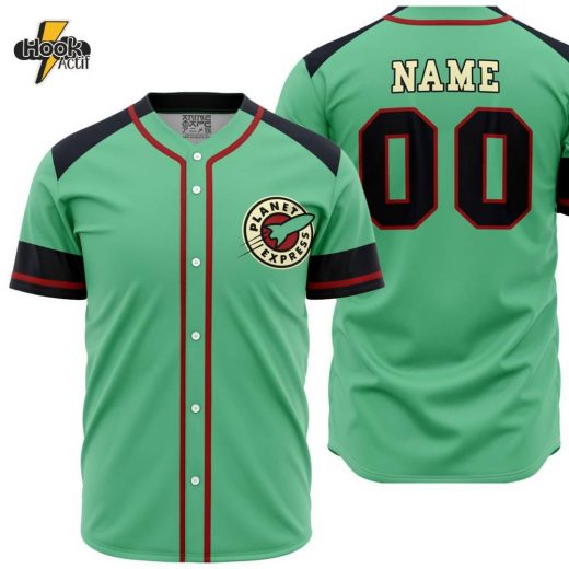 Hookactif 3D Printed Personalized Planet Express Futurama Men’s Short Sleeve Anime Baseball Jersey – Custom Anime Baseball Jersey