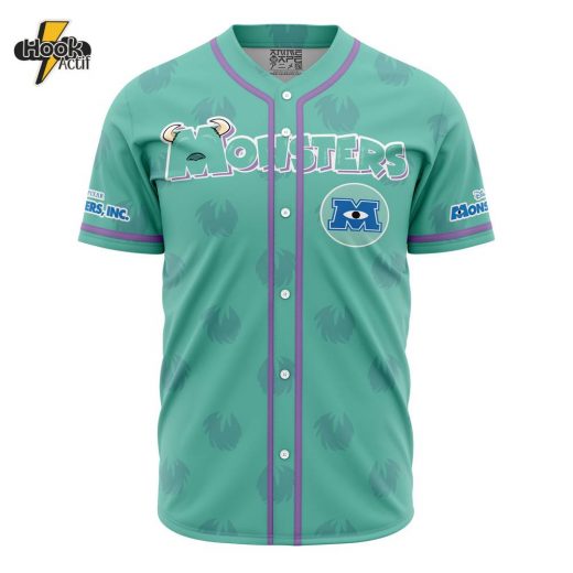 Hookactif 3D Printed Sully Monsters Inc. V2 Disney Men’s Short Sleeve Anime Baseball Jersey – Monsters Inc. Sully Baseball Jersey