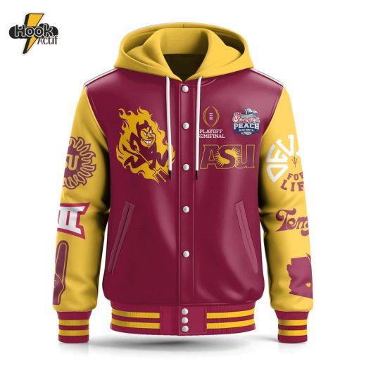 ASU fear the fork Hooded Baseball Jacket