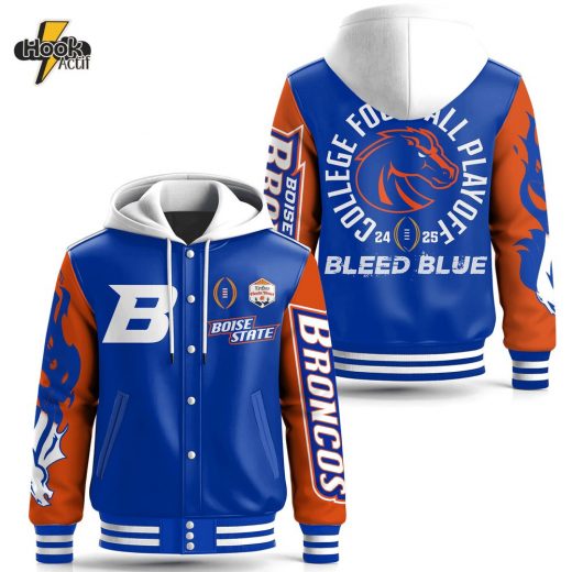 Boise State Bleed Blue Hooded Baseball Jacket