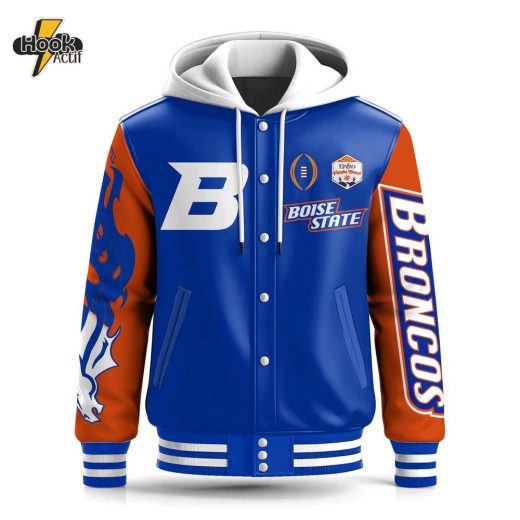 Boise State Bleed Blue Hooded Baseball Jacket