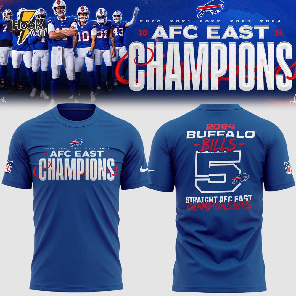 Buffalo Bills 5 Straight AFC East Division Champions T-Shirt Buffalo Bills 5 Straight AFC East Division Champions T-Shirt