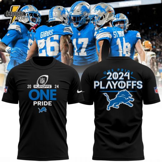 Detroit Lions 2024 NFL Playoffs Black T Shirt Special Edition