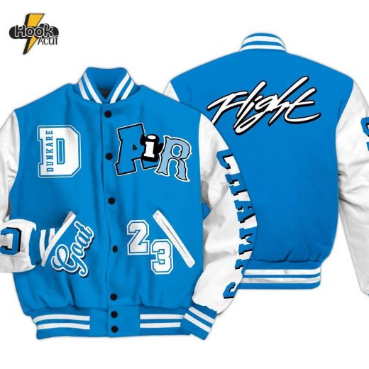 Dunkare Industrial Blue 4s Shirt Varsity Jacket, AIR Number 23 GOAT Baseball Varsity Jacket Unisex Outfit Military Blue 4s