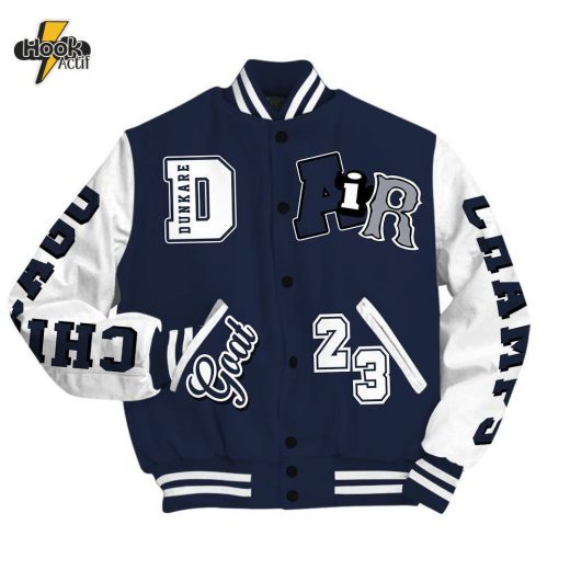 Dunkare Midnight Navy 13s Shirt Varsity Jacket, AIR Number 23 GOAT Baseball Varsity Jacket Unisex Outfit