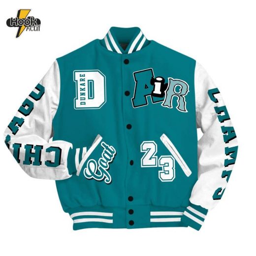 Dunkare Oxidized Green 4s Shirt Varsity Jacket, AIR Number 23 GOAT Baseball Varsity Jacket Unisex Outfit