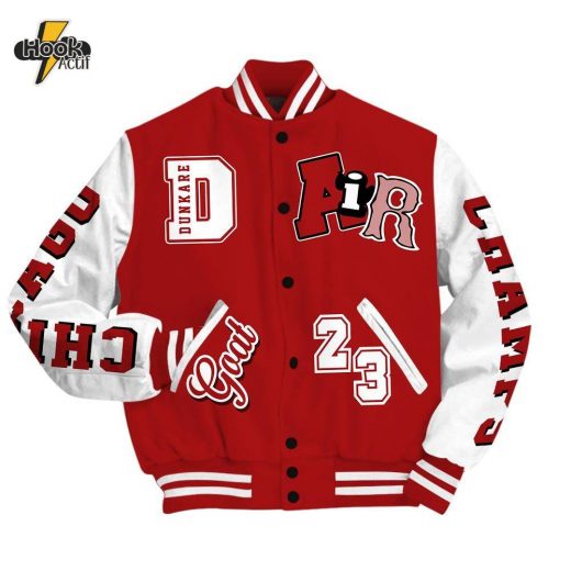 Dunkare Red Taxi 12s Shirt Varsity Jacket, AIR Number 23 GOAT Baseball Varsity Jacket Unisex Outfit