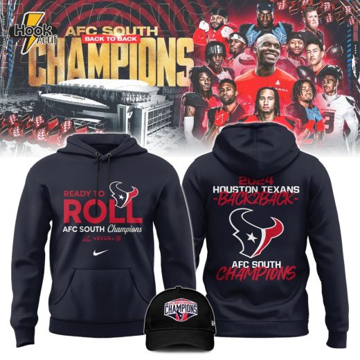 Houston Texans 2024 AFC South Division Champions Locker Room Trophy Collection Hoodie