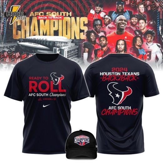 Houston Texans 2024 AFC South Division Champions Locker Room Trophy Collection T Shirt