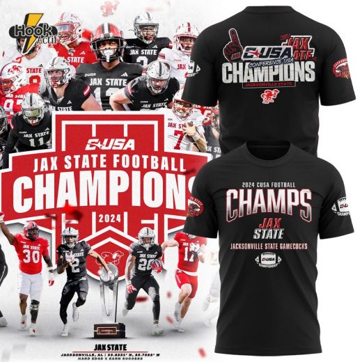 Jacksonville State Gamecocks 2024 Conference USA Champions Premium Limited Tee Black