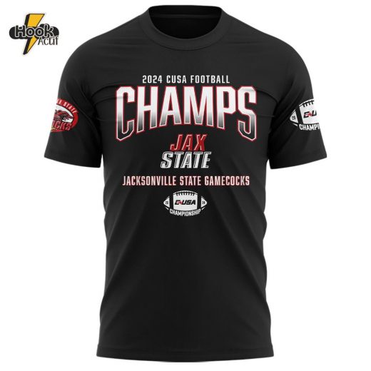 Jacksonville State Gamecocks 2024 Conference USA Champions Premium Limited Tee Black