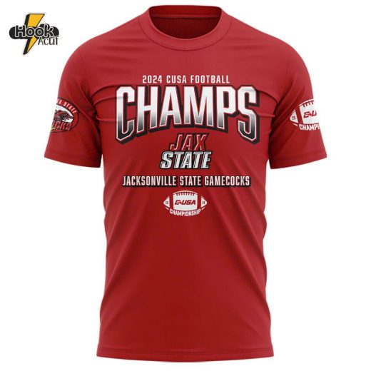 Jacksonville State Gamecocks 2024 Conference USA Champions Premium Limited Tee Red