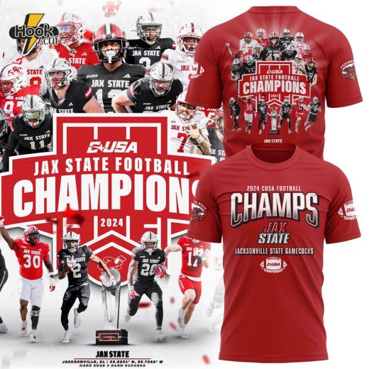 Jacksonville State Gamecocks 2024 Conference USA Champions Premium Limited Tee Red V2