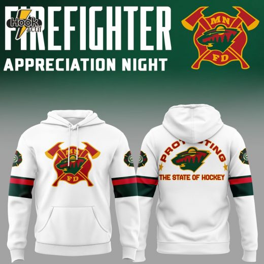 Limited Edition Minnesota Wild Firefighter Appreciation Night 2024 Hoodie Version Three