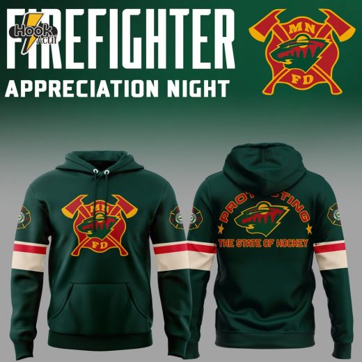 Limited Edition Minnesota Wild Firefighter Appreciation Night 2024 Hoodie Version Two