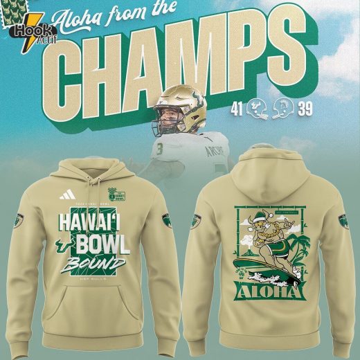 Limited South Florida Bulls Football HAWAI’I BOWL CHAMPS Hoodie V3