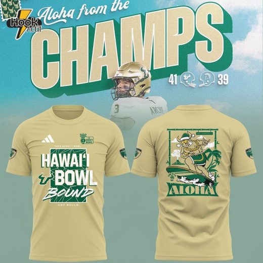 Limited South Florida Bulls Football HAWAI’I BOWL CHAMPS TShirt V2